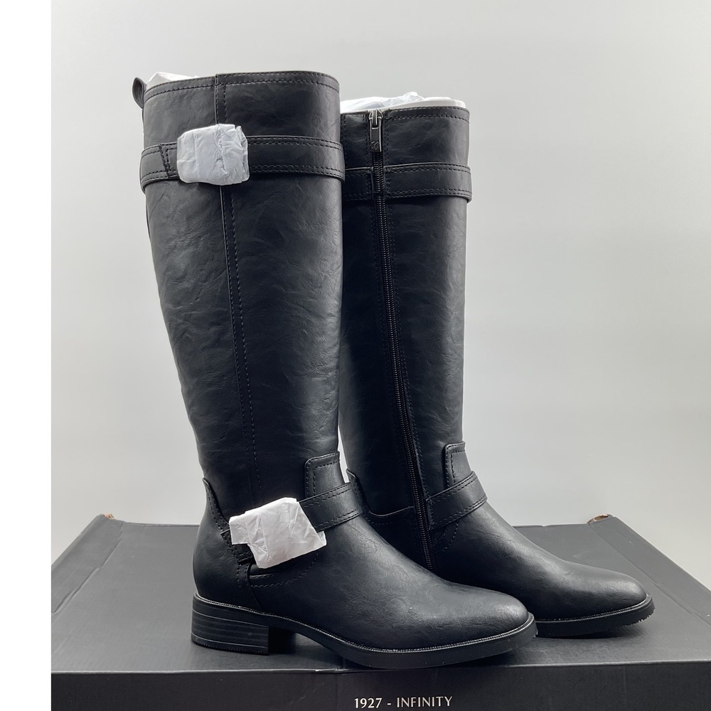 Naturalizer Tiernan Womens Black Riding Boots Tall Buckle Zip 5.5M NEW